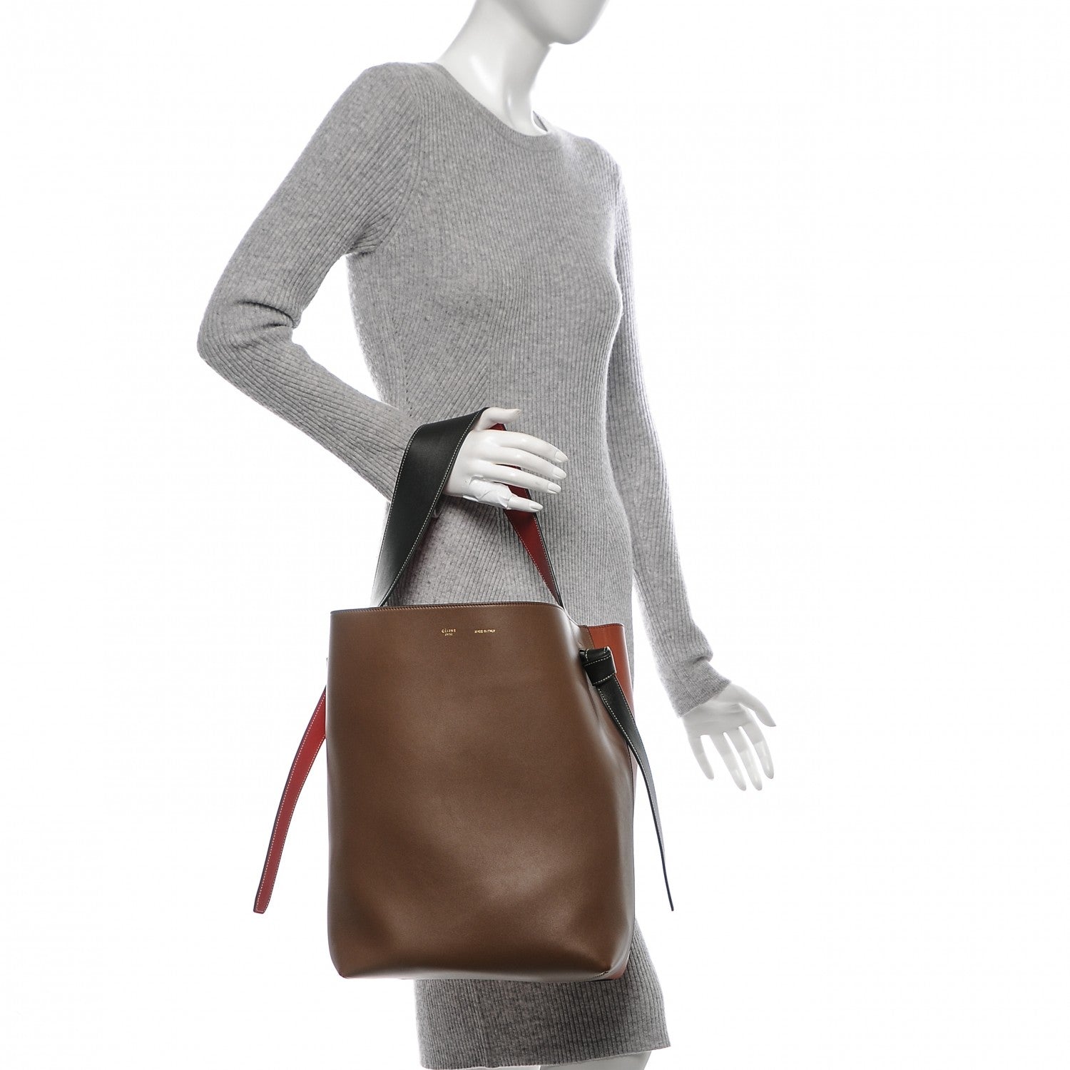 Celine Shiny Smooth Calfskin Small Twisted Cabas Camel Brick 2 of 7