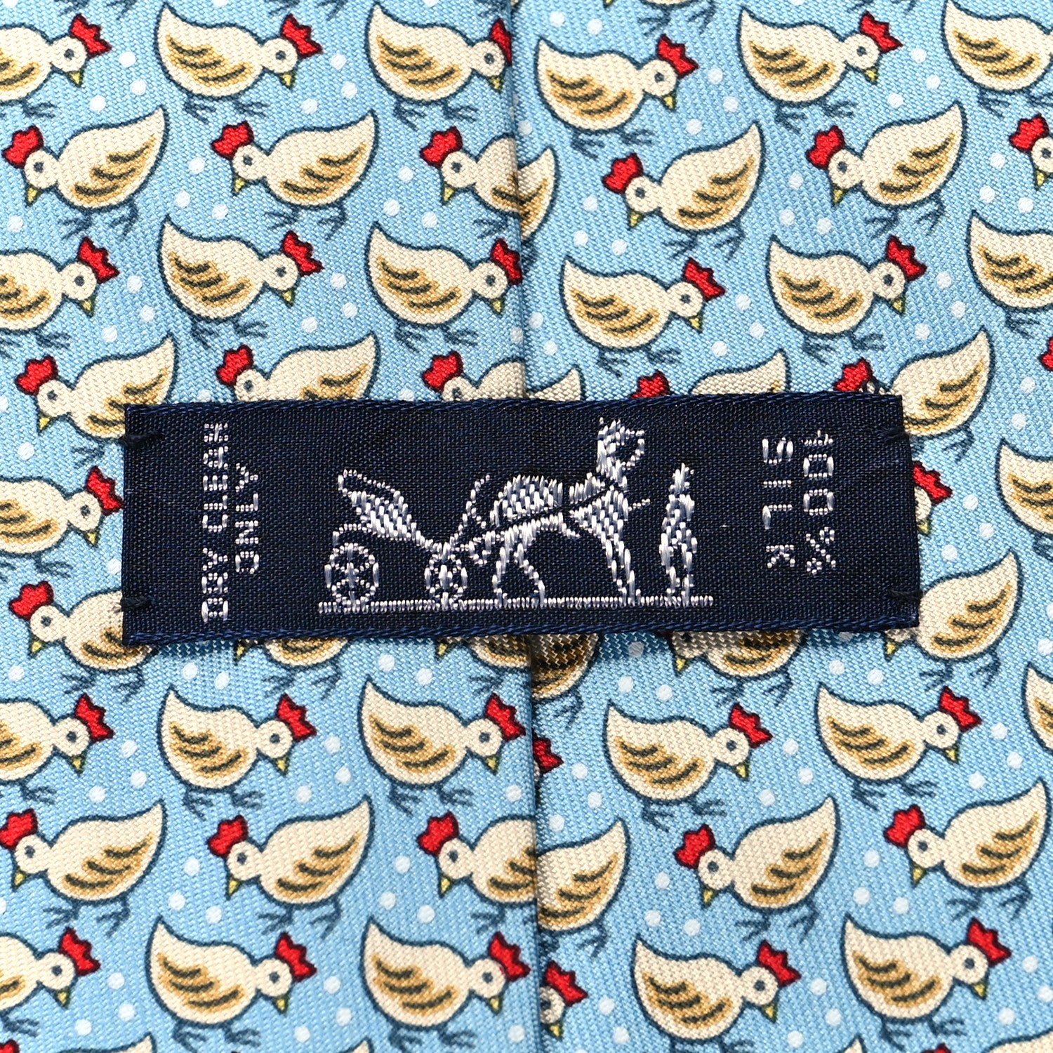 Hermes Printed Silk Mens Neck Tie Bleu 5 of 5
