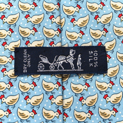 Hermes Printed Silk Mens Neck Tie Bleu 5 of 5