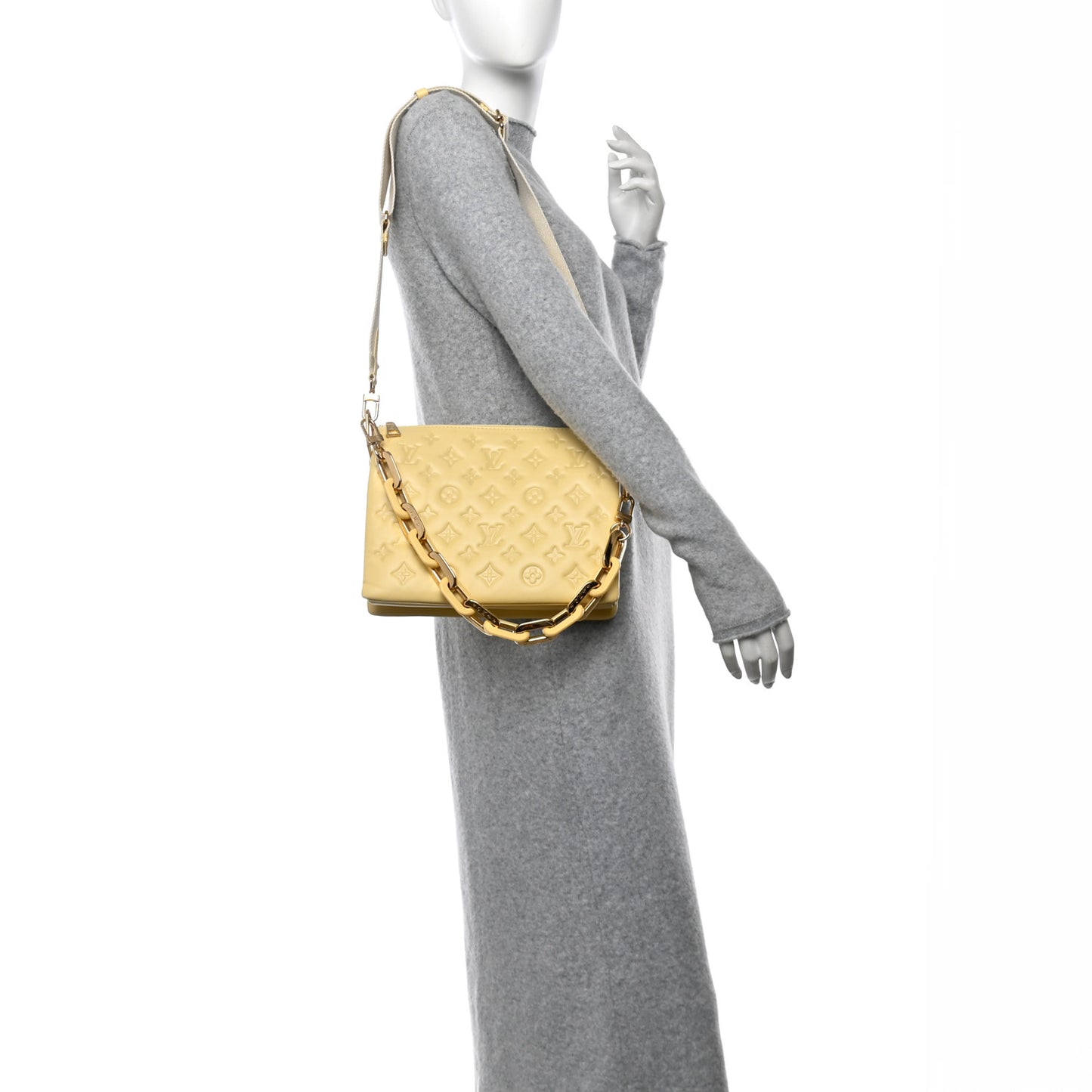 Lambskin Embossed Monogram Coussin PM Yellow