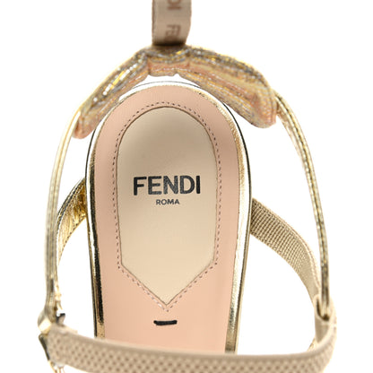 Fendi Laminated Fabric Nappa Colibri Lite 85mm Slingback Pumps 38 Gold Platino 7 of 9