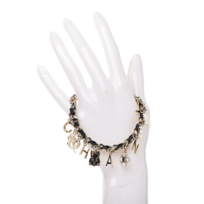 Chanel Lambskin Crystal CC Logo Charming Bracelet Gold Black 2 of 5