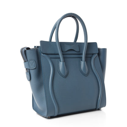 Celine Drummed Calfskin Micro Luggage Slate 3 of 9