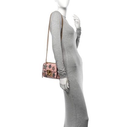 Gucci Calfskin Crystal Star Embroidered Small Padlock Shoulder Bag Perfect Pink Multicolor 2 of 11