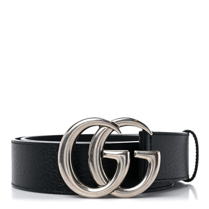 Gucci Textured Dollar Calfskin Nickel Double G 40mm Belt 95 38 Black 1 of 5