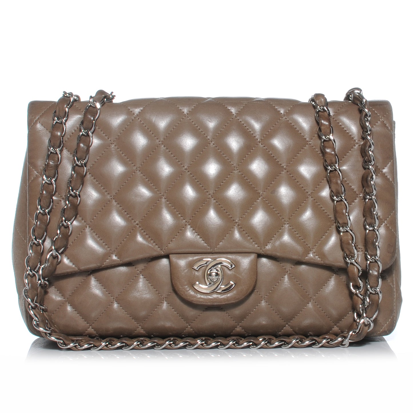 Lambskin Jumbo Single Flap Taupe