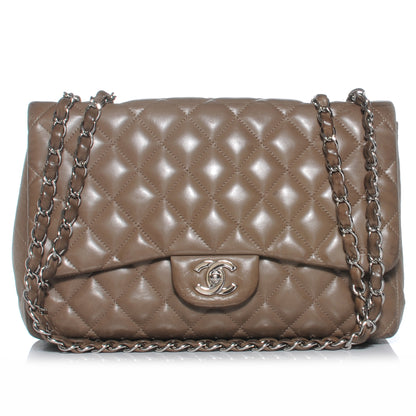 Chanel Lambskin Jumbo Single Flap Taupe 1 of 8