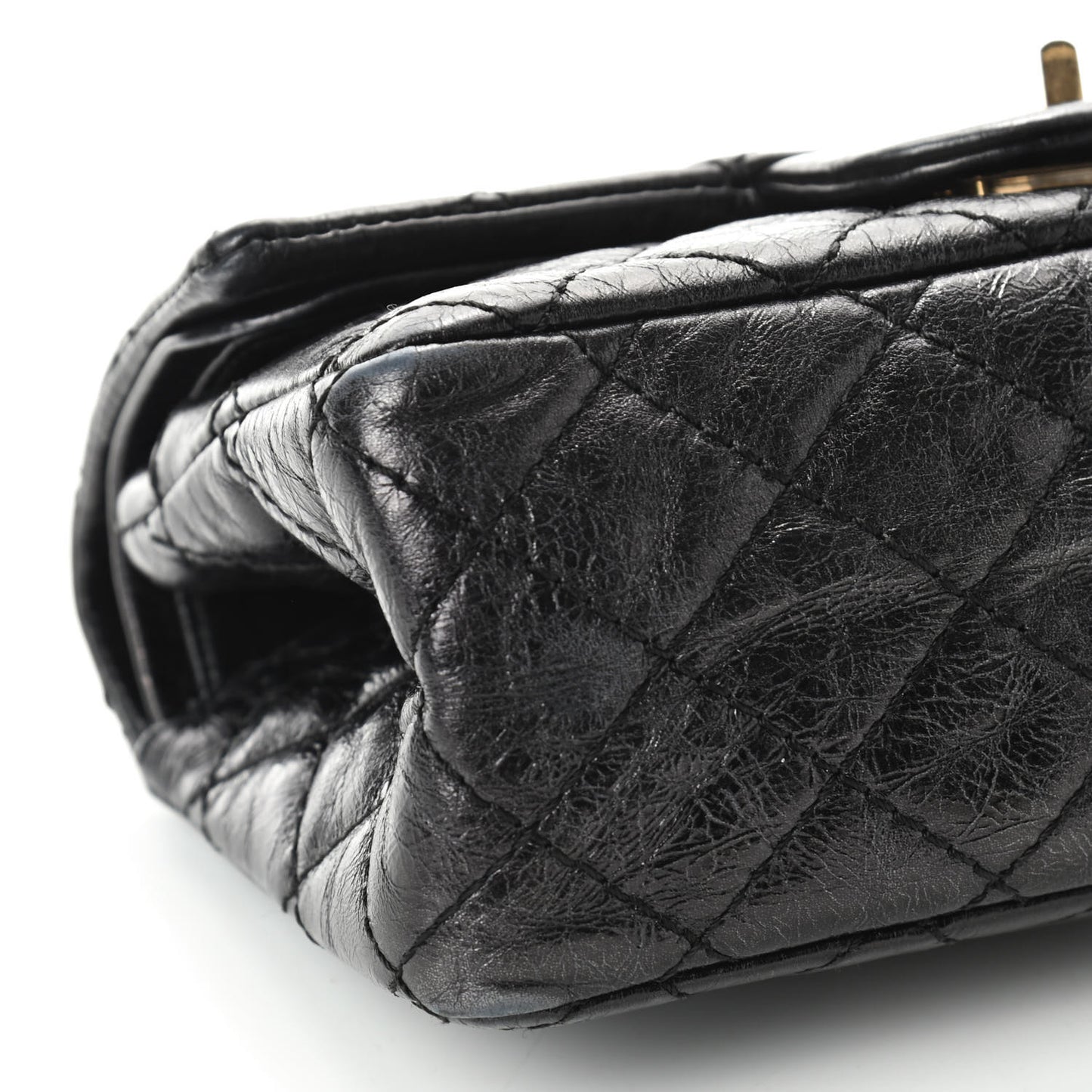 Aged Calfskin Quilted 2.55 Reissue 224 Flap Black