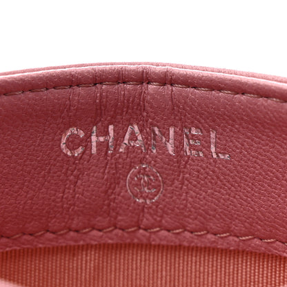 Chanel Lambskin Camellia Embossed Card Holder Pink Silver 6 of 9