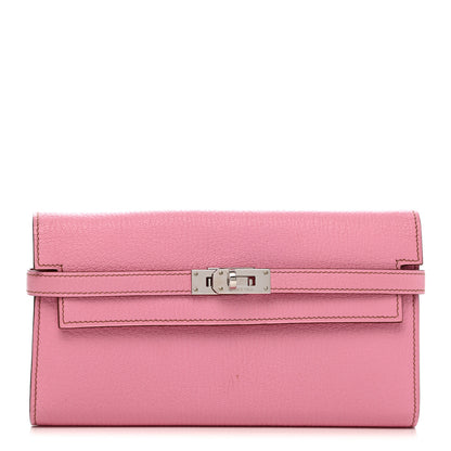Hermes Chevre Mysore Kelly Longue Wallet 5P Pink 1 of 9