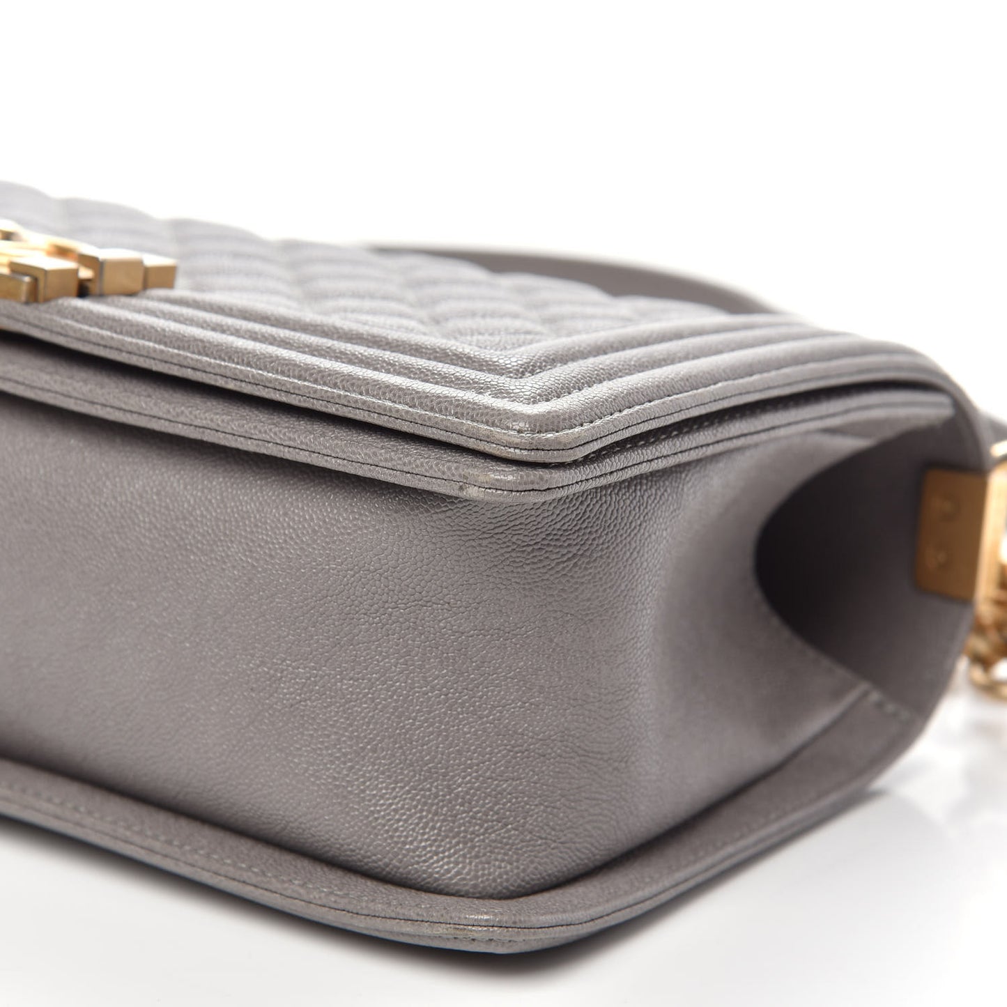 Caviar Quilted Medium Boy Flap Light Grey