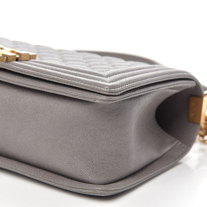 Chanel Caviar Quilted Medium Boy Flap Light Grey 11 of 12