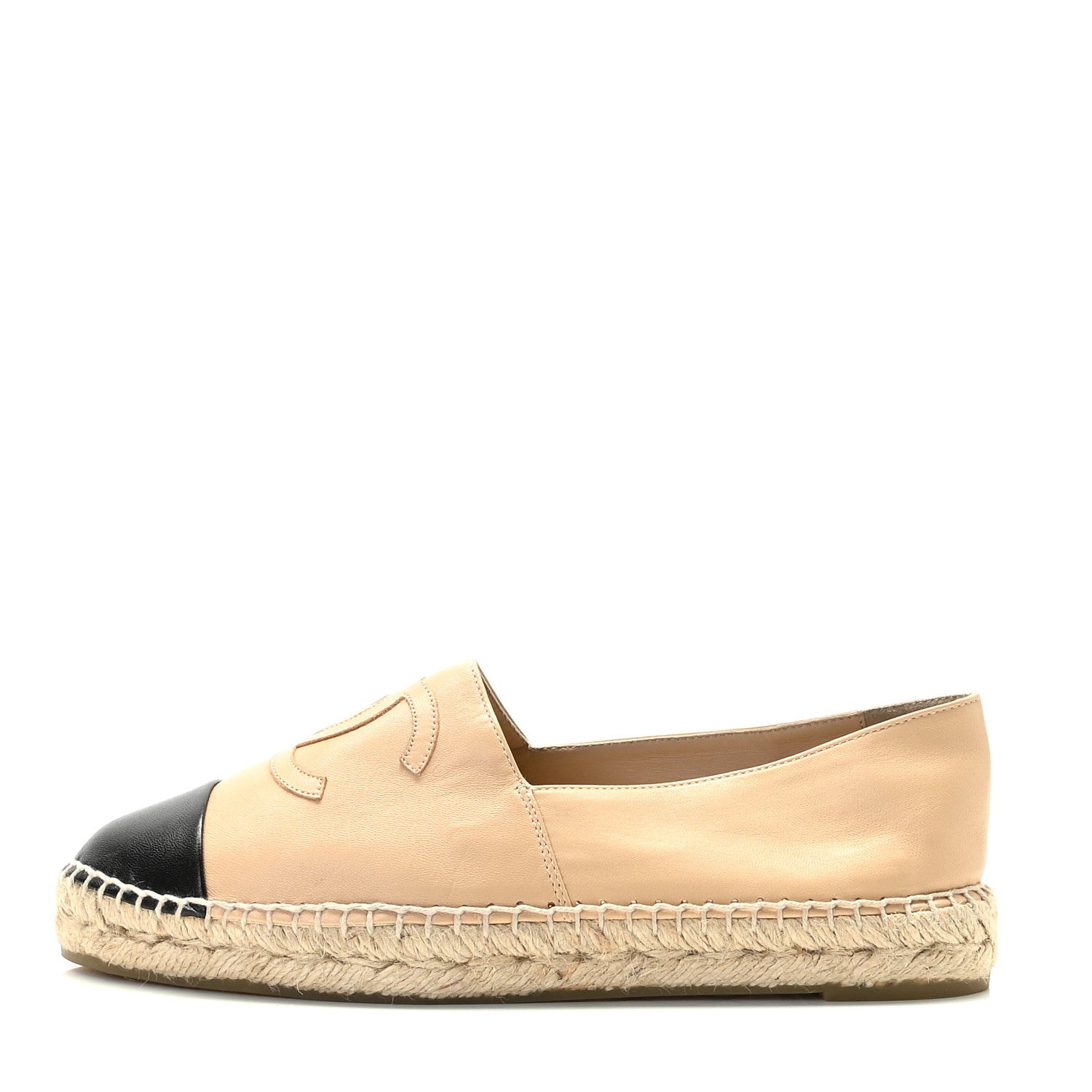 Chanel Lambskin CC Espadrilles 40 Beige Black 1 of 14