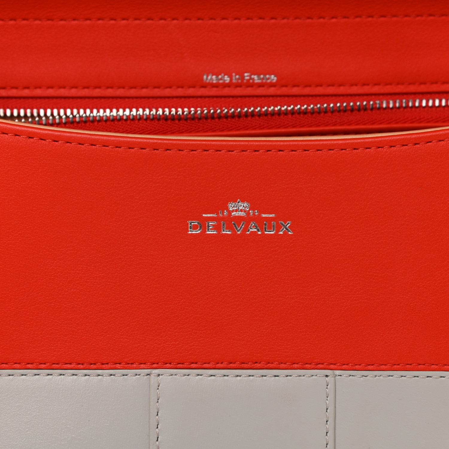 Delvaux Calfskin MM Brillant Satchel Light Grey Red 5 of 13
