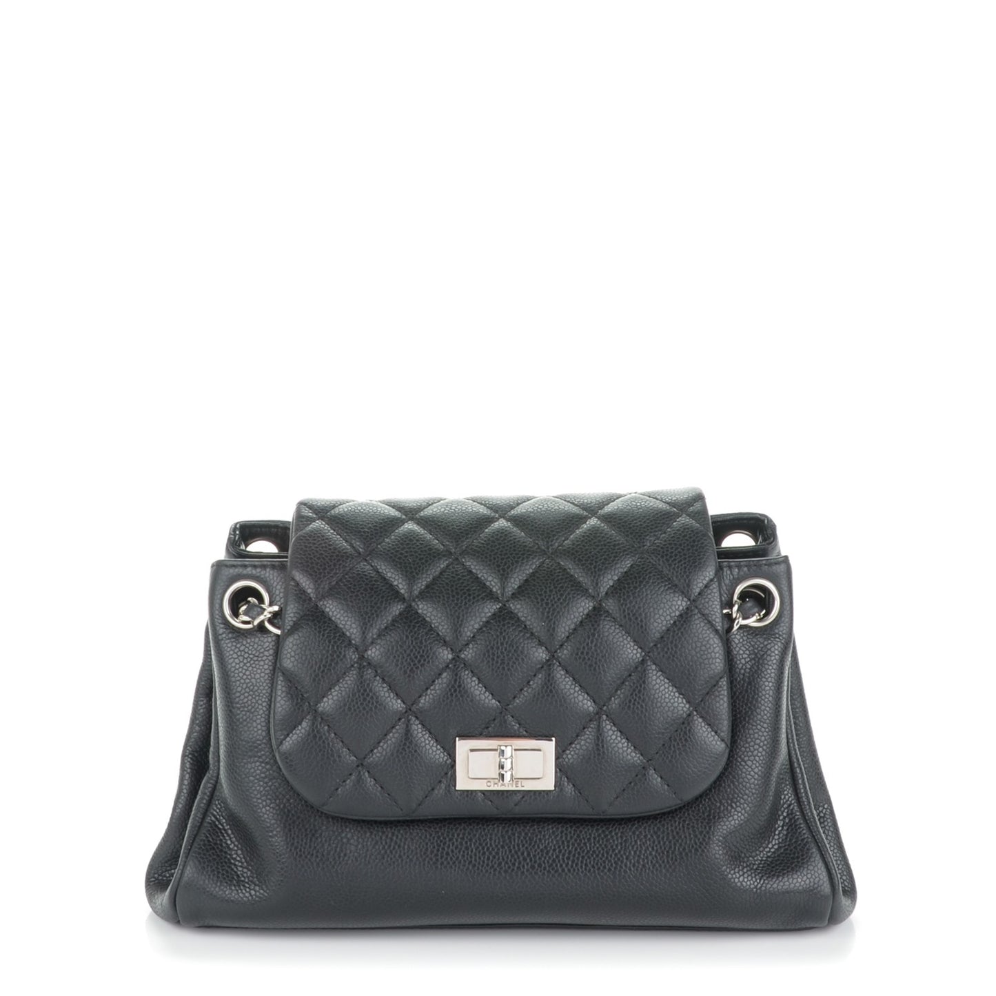 Caviar Quilted Accordion Mademoiselle Flap Black