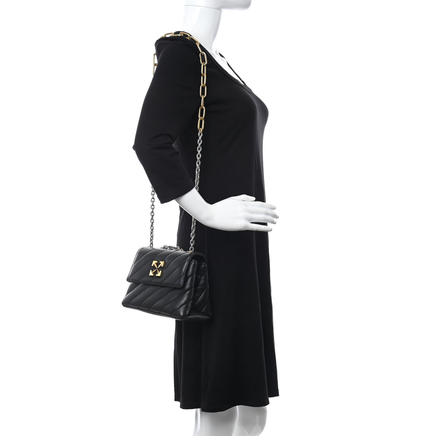 Off-White Calfskin Diagonal Quilted Jackhammer 19 Shoulder Bag Black 2 of 9