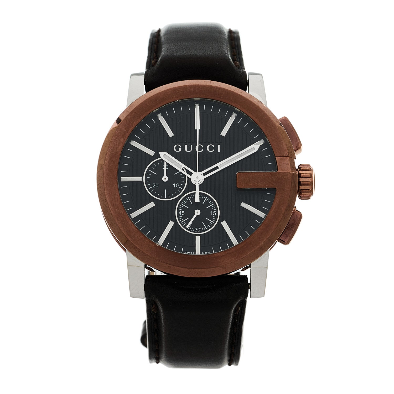 Gucci Stainless Steel Calfskin 44mm G-Chrono Quartz Watch Bronze 1 of 4