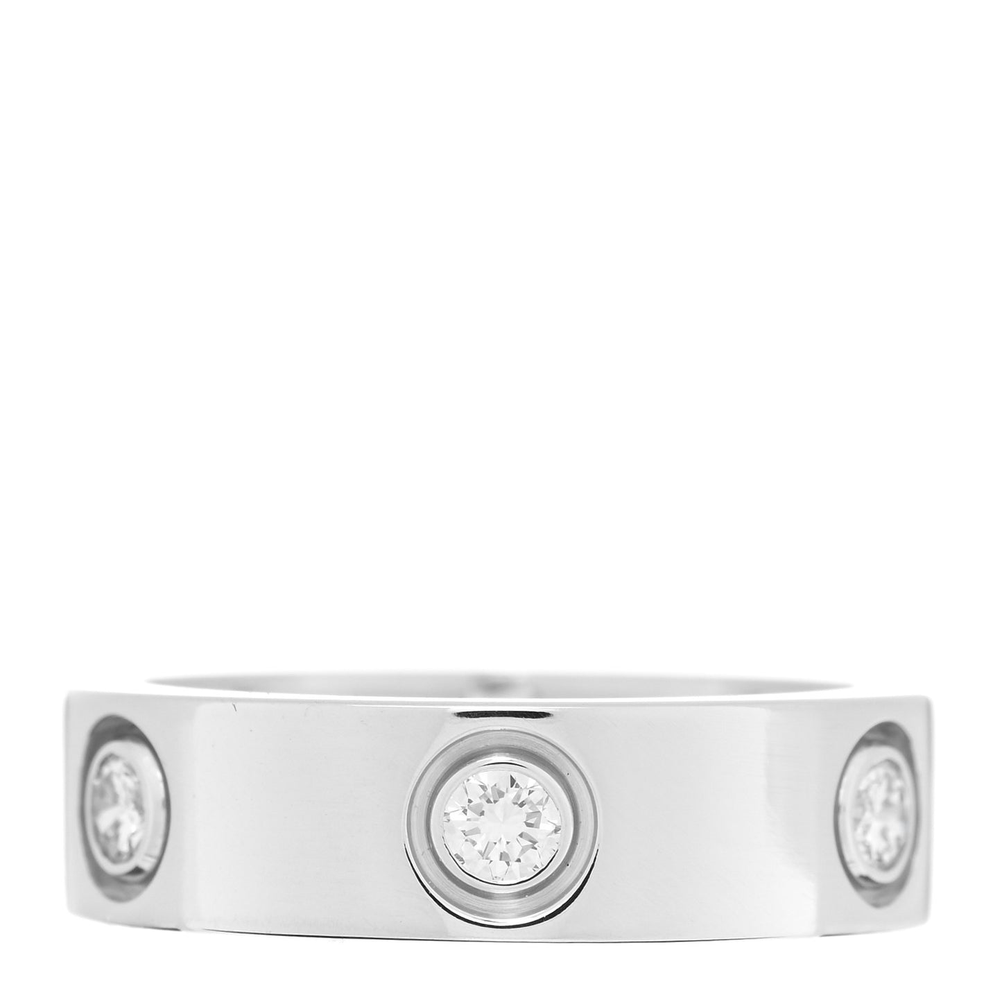 18K White Gold 6 Diamond 5.5mm LOVE Ring 51 5.75