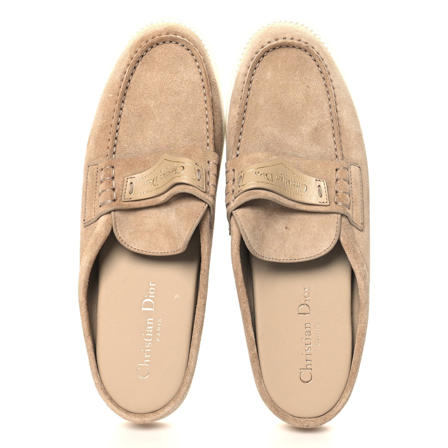 Suede Goatskin Boy Loafer Mule 39 Rope Beige