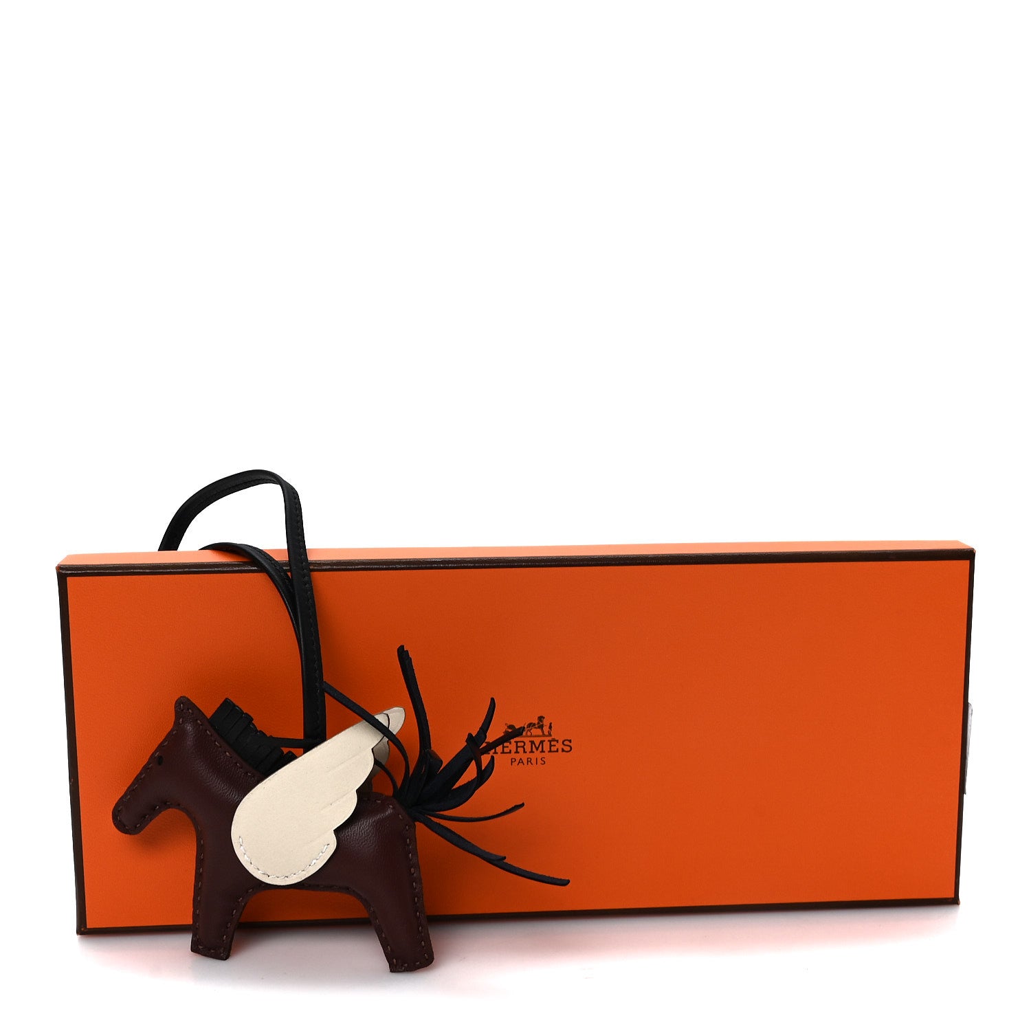 Hermes Milo Lambskin Grigri Rodeo Pegase Horse Bag Charm PM Terre Black Craie 5 of 5