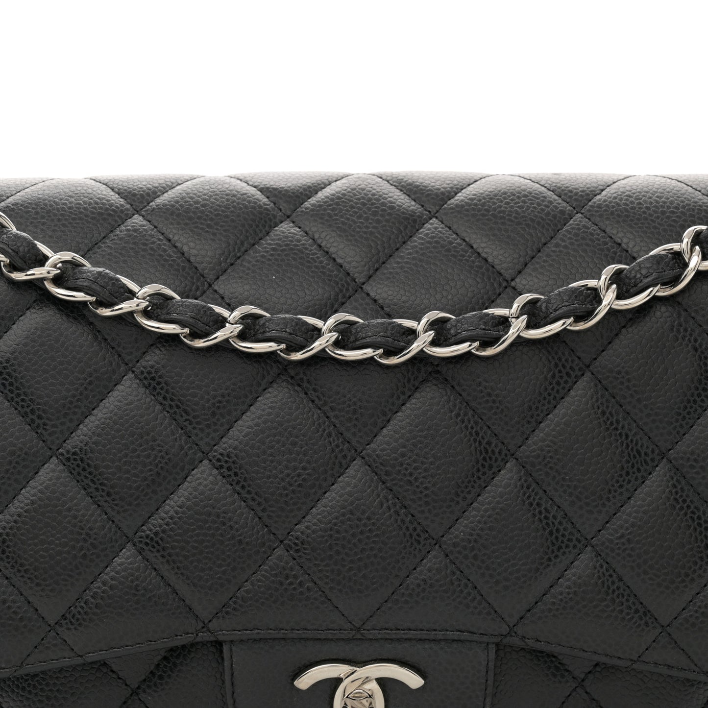 Caviar Quilted Jumbo Double Flap Black