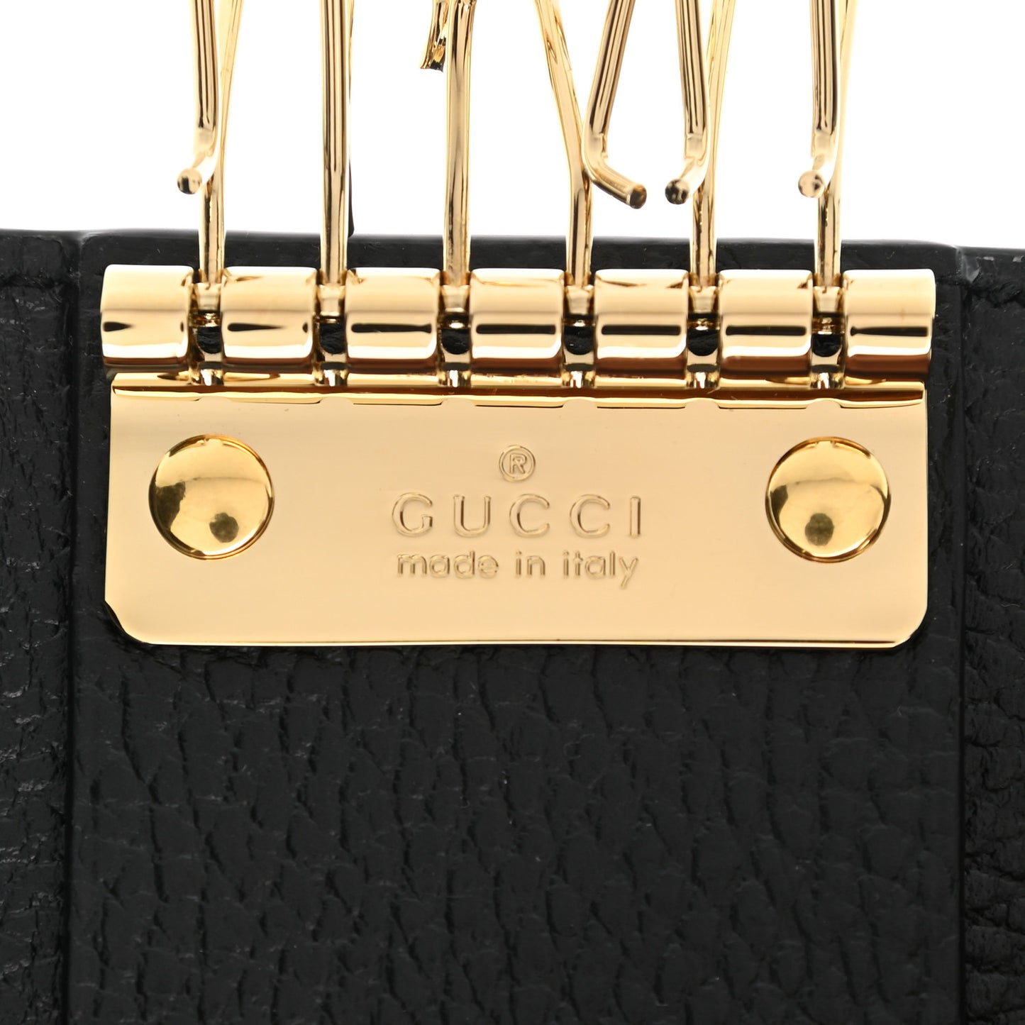 Dollar Calfskin GG Supreme Monogram GG Marmont 6 Key Holder Case Black Beige Ebony