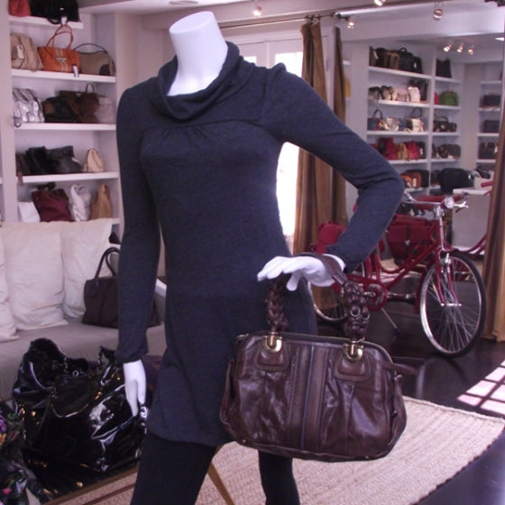Leather Small Heloise Satchel Brown