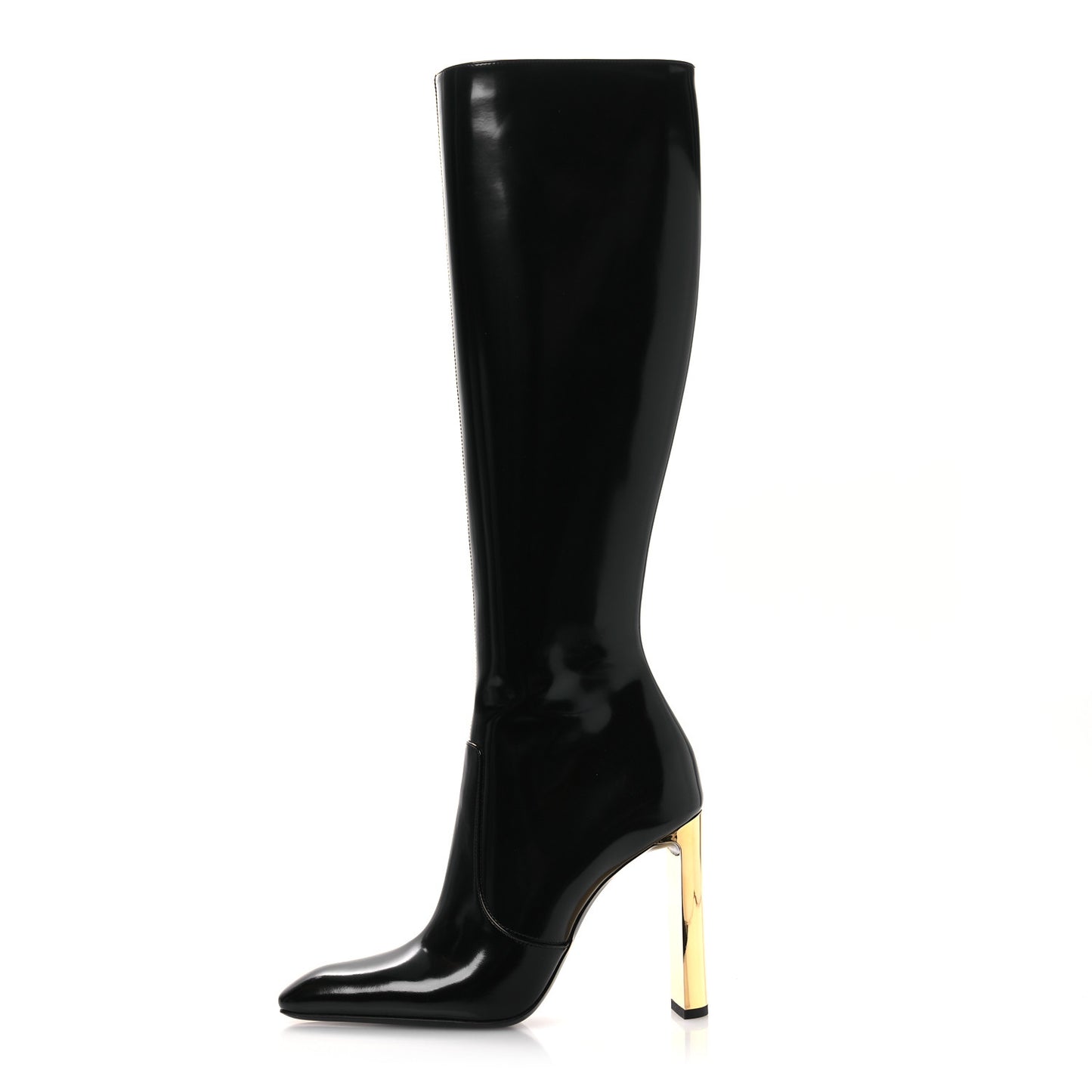 Glazed Calfskin Auteuil 105mm Zip Boots 38 Black