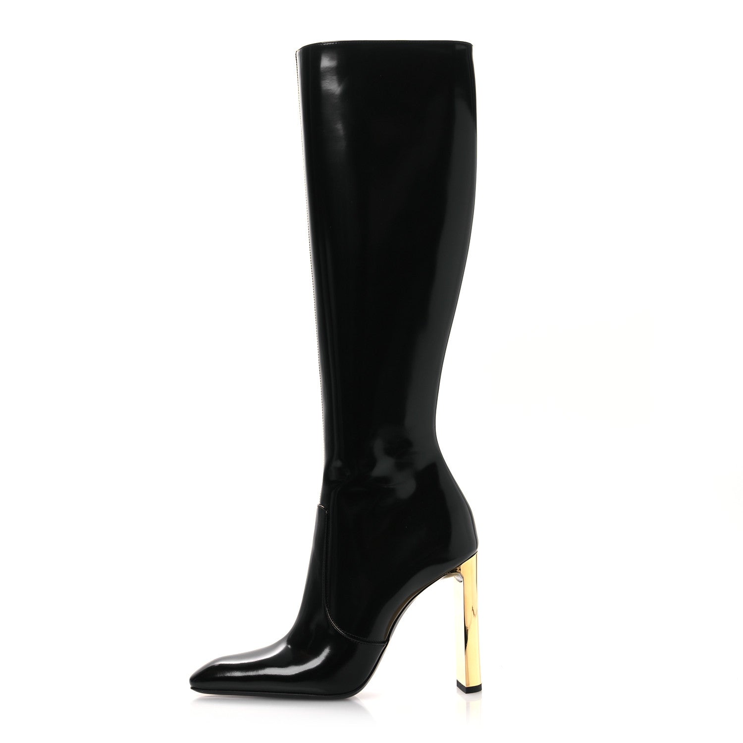 Saint Laurent Glazed Calfskin Auteuil 105mm Zip Boots 38 Black 1 of 13