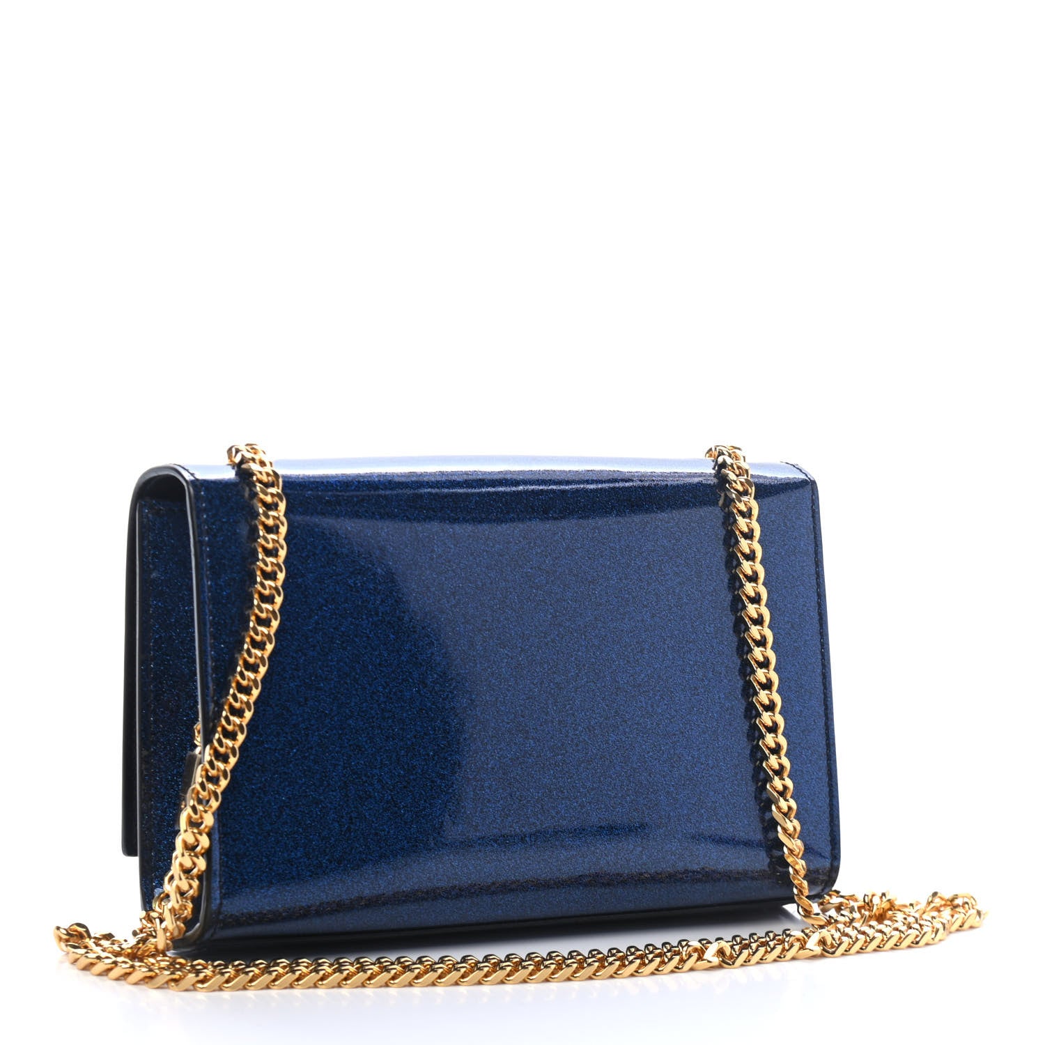Saint Laurent Glitter Patent Small Monogram Kate Satchel Cobalt 2 of 4