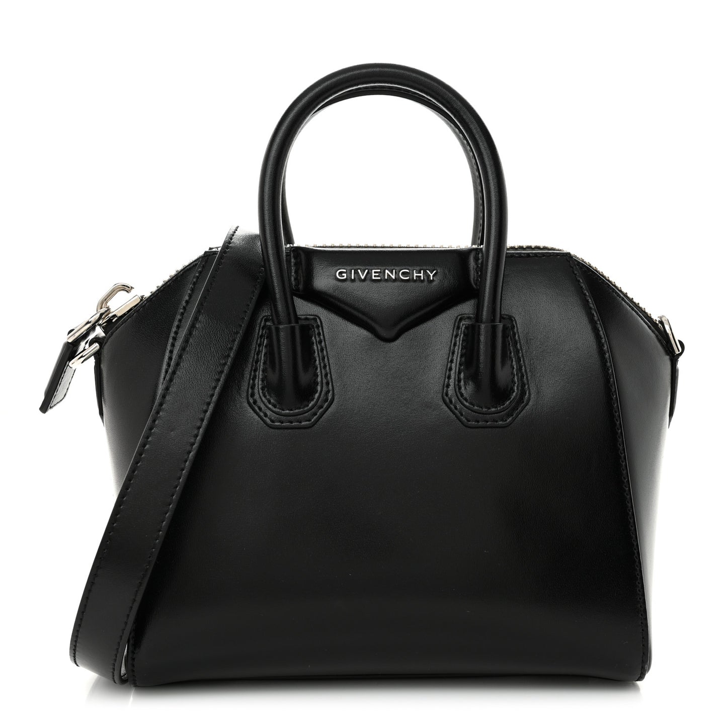 Shiny Lord Calfskin Mini Antigona Black