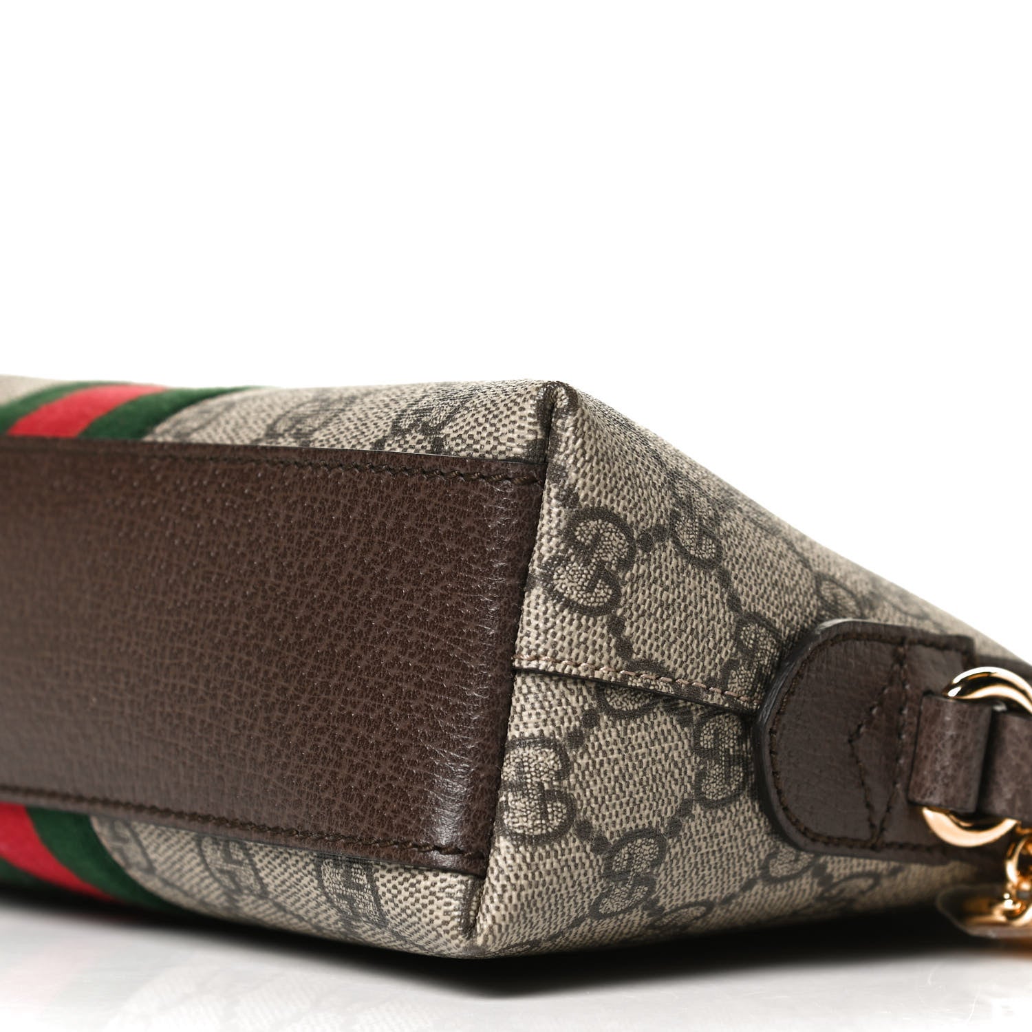 Gucci GG Supreme Monogram Textured Dollar Calfskin Web Small Ophidia Dome Shoulder Bag Beige Ebony New Acero 10 of 12