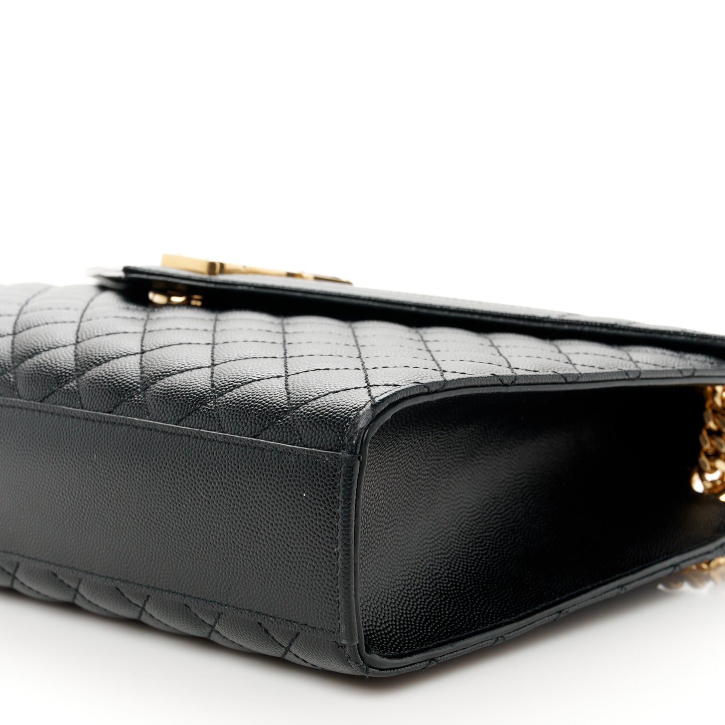 Grain De Poudre Textured Mixed Matelasse Large Triquilt Monogram Satchel Black