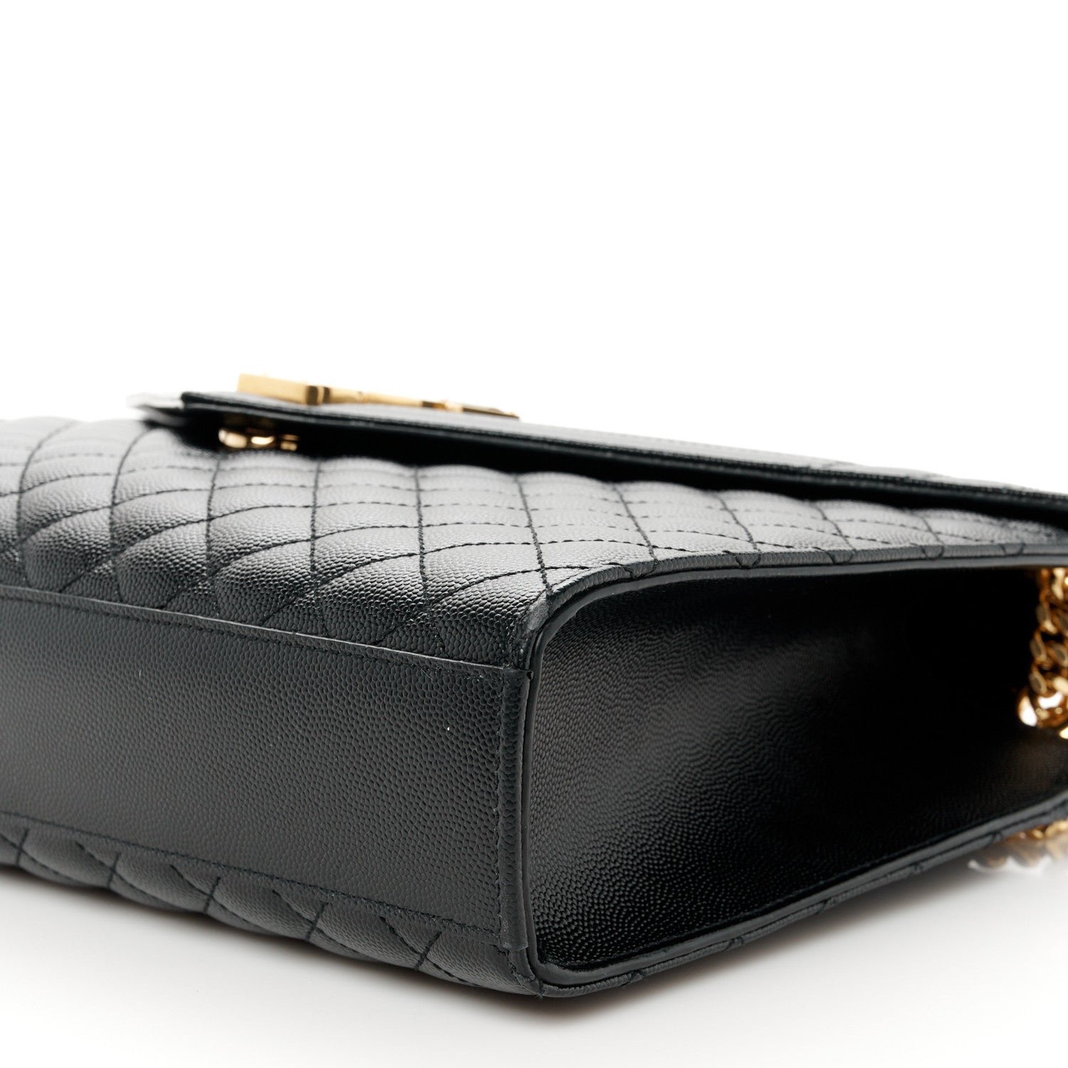 Saint Laurent Grain De Poudre Textured Mixed Matelasse Large Triquilt Monogram Satchel Black 11 of 11