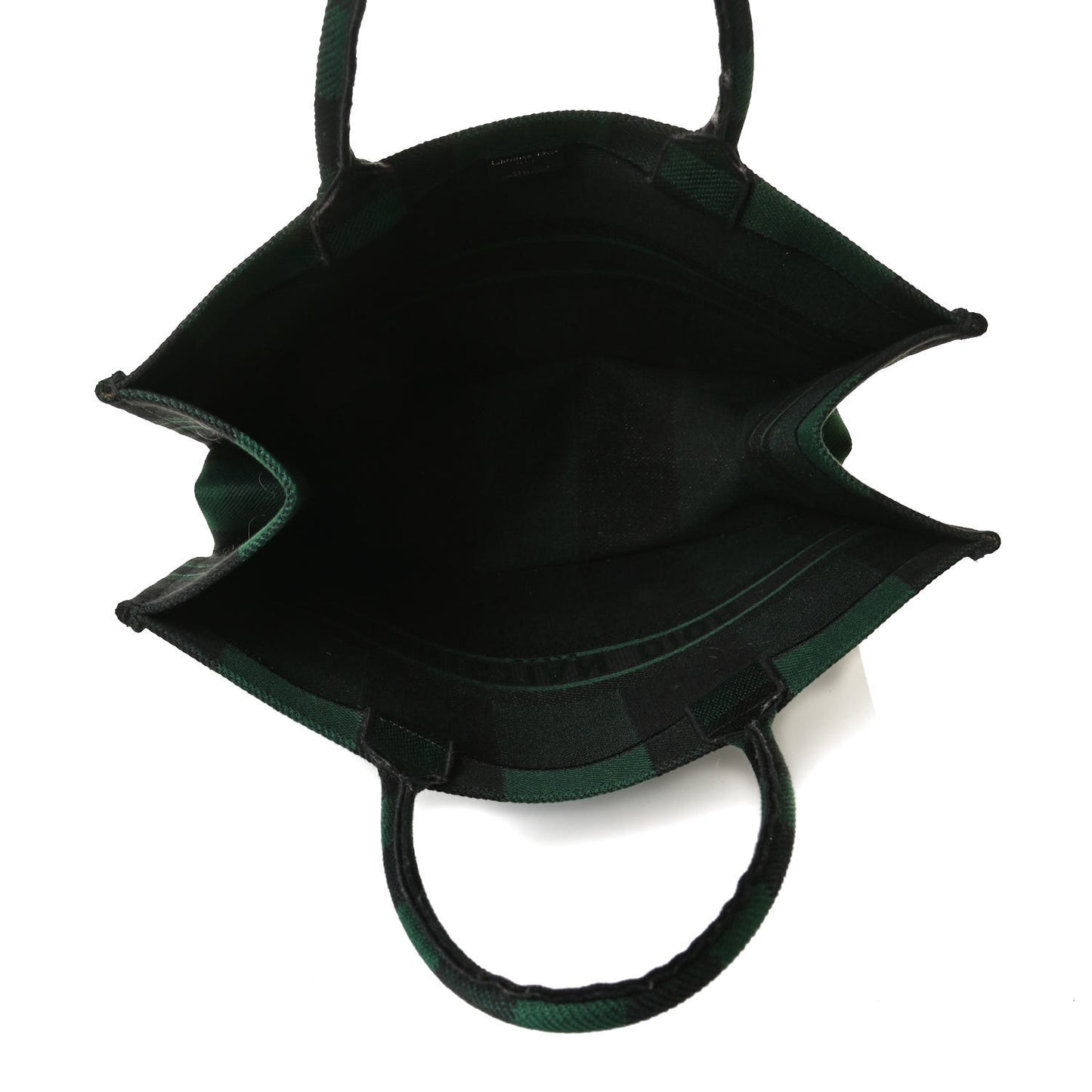 Canvas Embroidered Checkered Book Tote Black Green