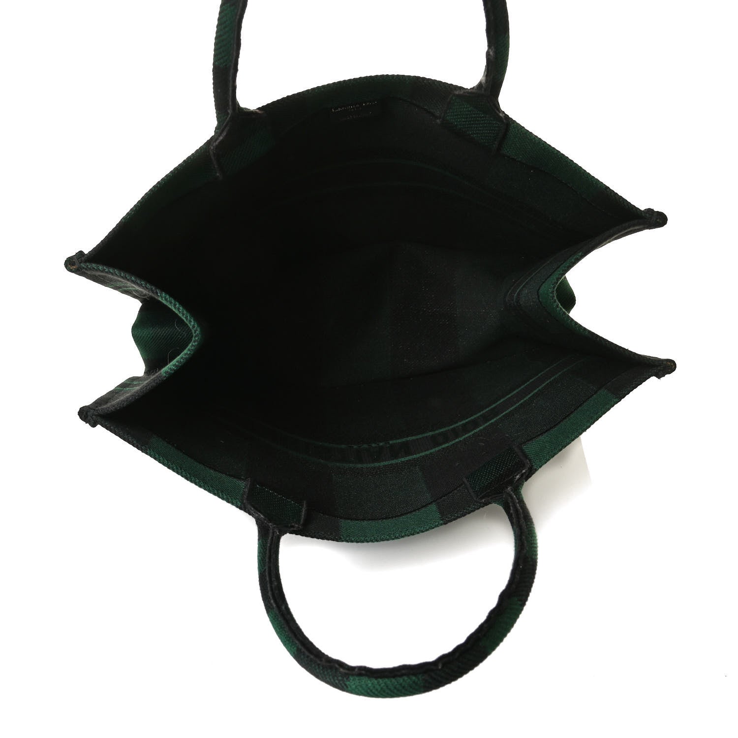 Christian Dior Canvas Embroidered Checkered Book Tote Black Green 5 of 13