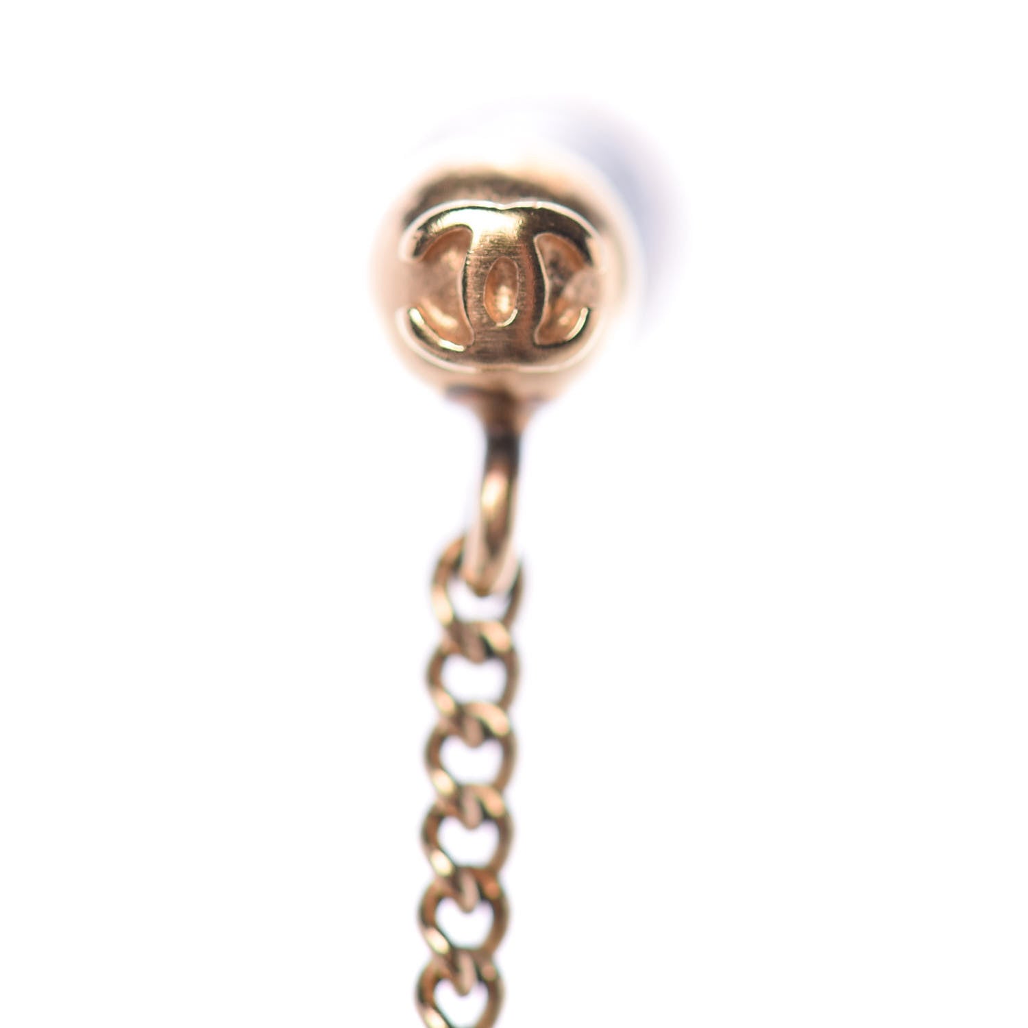 Chanel CC Drop Earrings Matte Gold 4 of 5