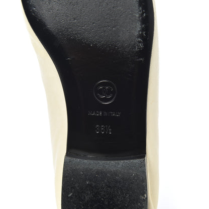 Chanel Goatskin Cap Toe Bow CC Ballerina Flats 36.5 Ivory Black 7 of 24