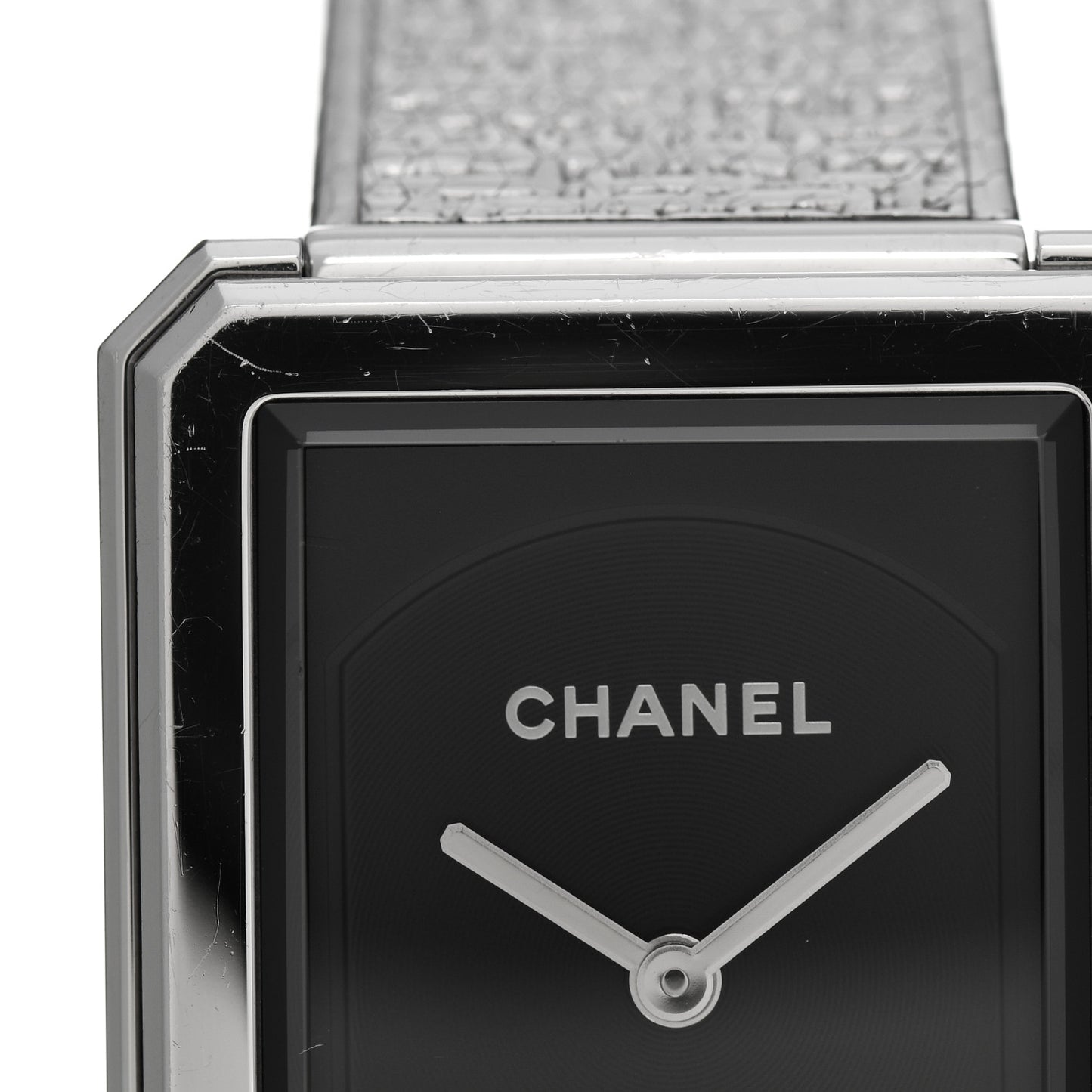 Stainless Steel 26mm Boy-friend Tweed Quartz Watch Black
