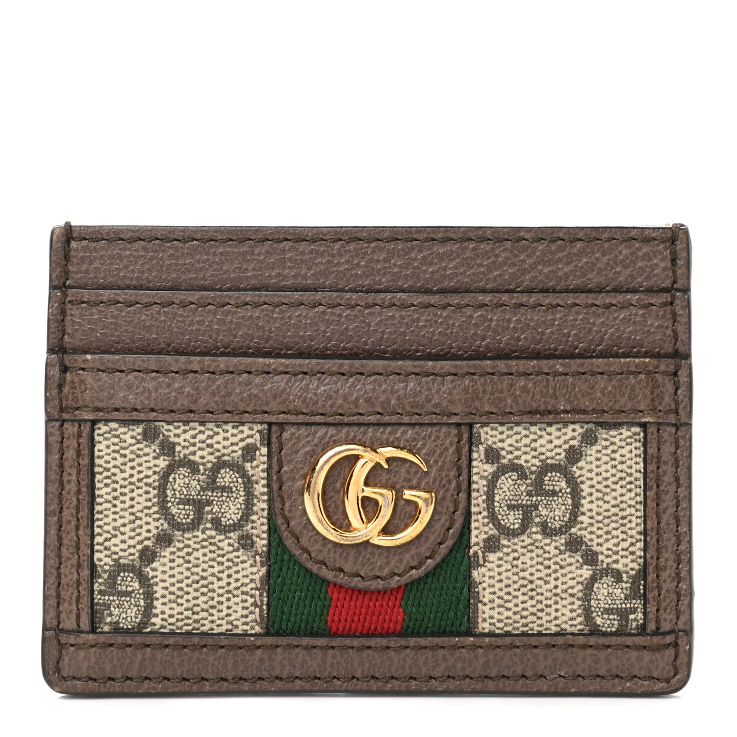 GG Supreme Monogram Ophidia Card Holder Brown