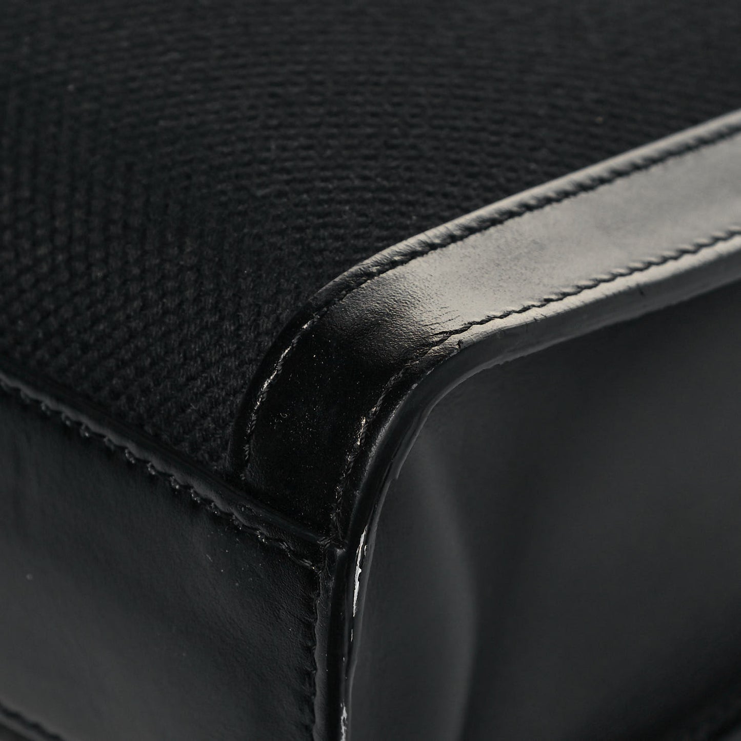 Canvas Calfskin Small Vertical Cabas Black