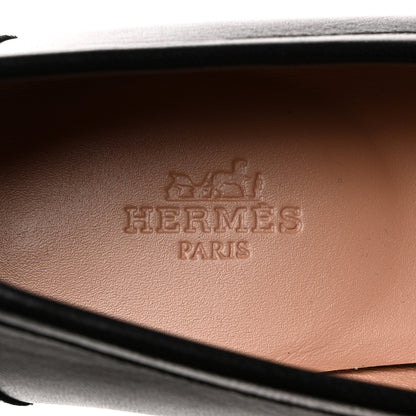 Hermes Goatskin Womens Paris Loafers 37 Black 6 of 9