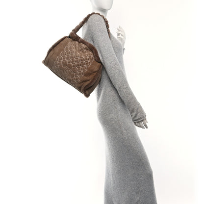 Chanel Shearling Suede Stiched CC Tote Dark Brown 2 of 11