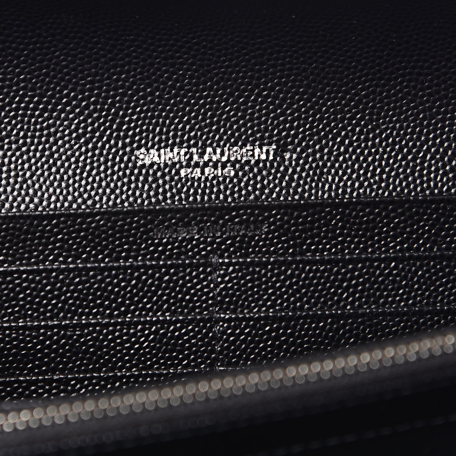 Saint Laurent Grain De Poudre Matelasse Chevron Monogram Flap Wallet Black 7 of 8