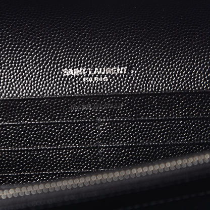Saint Laurent Grain De Poudre Matelasse Chevron Monogram Flap Wallet Black 7 of 8