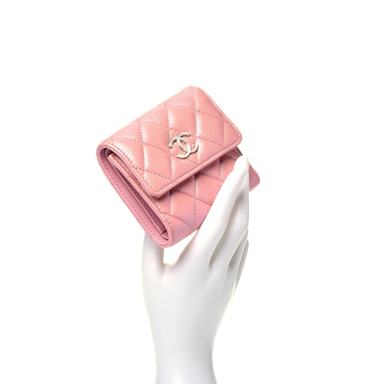 Chanel Iridescent Caviar Small Quilted Flap Wallet Rose Pink 2 of 7