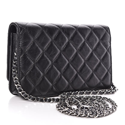 Chanel Aged Calfskin Quilted Tassel Wallet On Chain WOC Black 3 of 11
