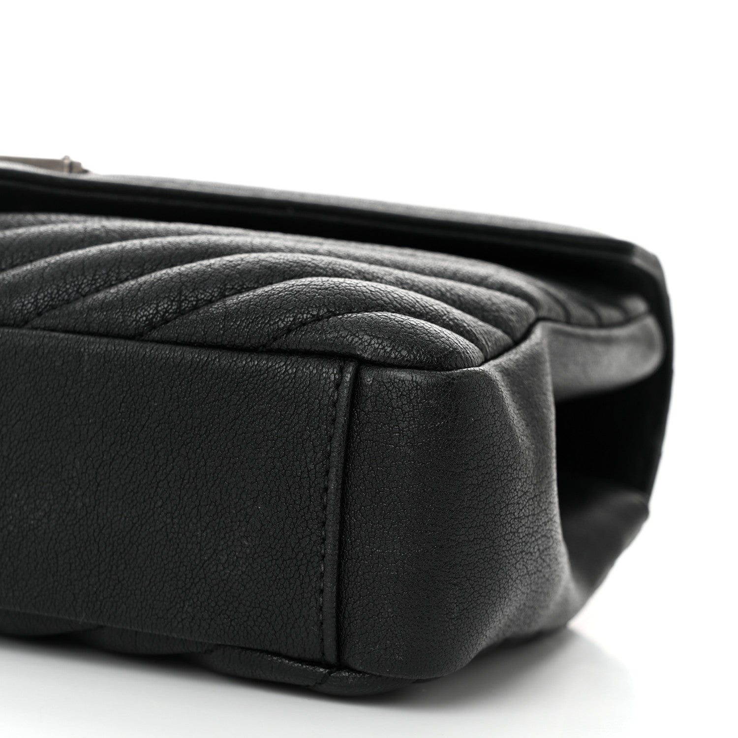 Saint Laurent Sheepskin Matelasse Chevron Monogram Medium College Bag Black 10 of 10