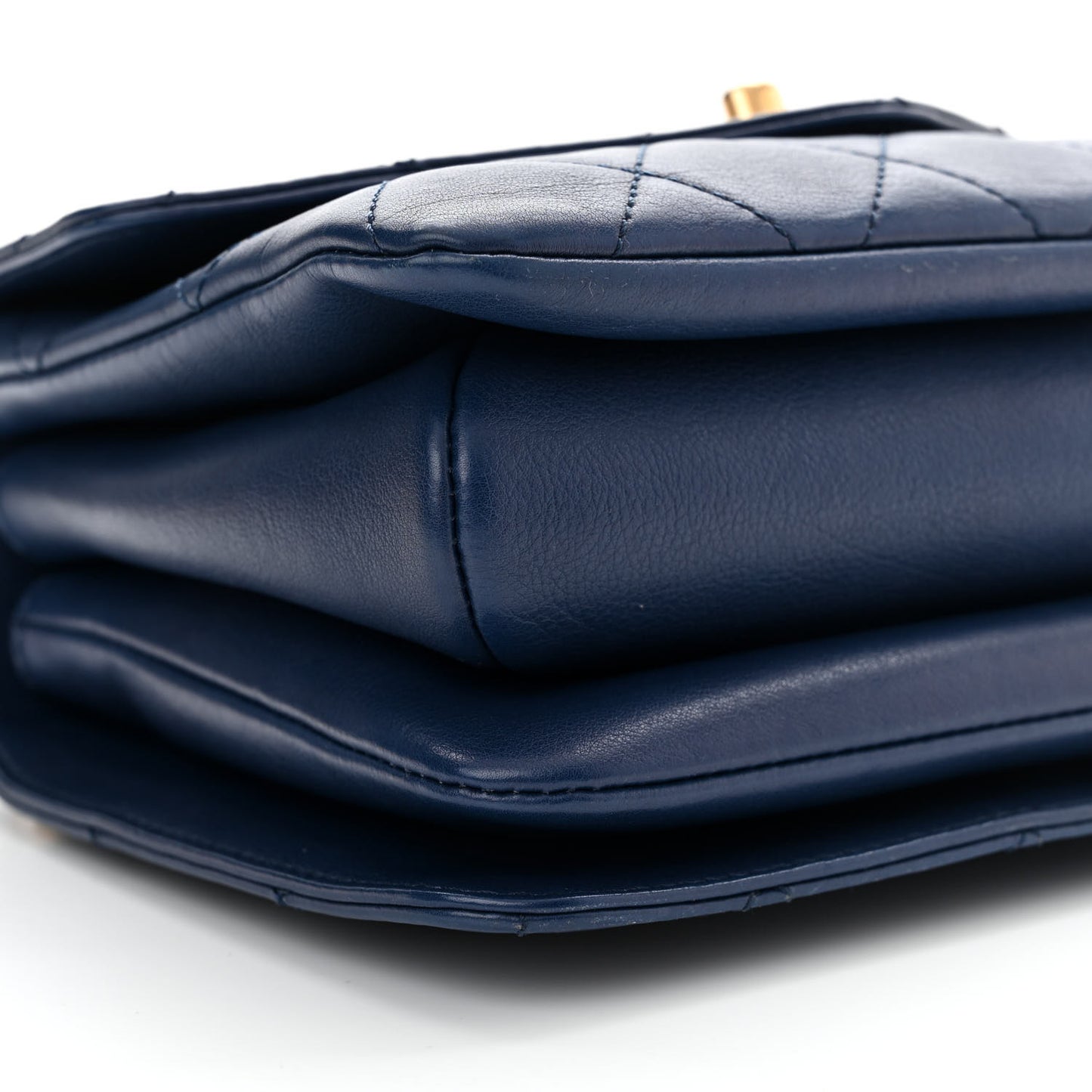 Calfskin Quilted Small Gold Top Handle Flap Blue