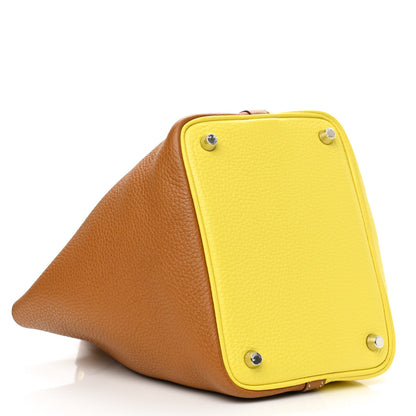Hermes Taurillon Clemence Casaque Picotin Lock 18 PM Lime Sesame 4 of 10